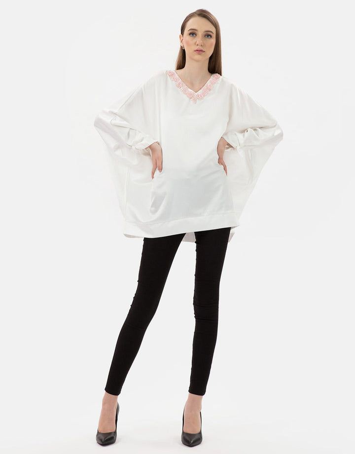 MKY Clothingﾂ Batwing Tied Up Flower Tunic