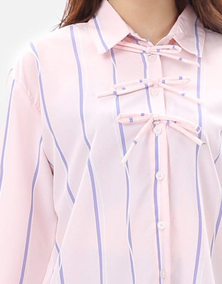 MKY Clothingﾂ Triple Ribbon Shirt in Pink