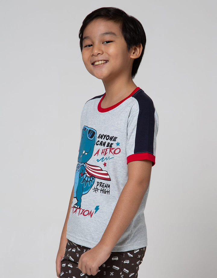 Little M Short Sleeve T-Shirt Dino Anyone Can Be A Hero