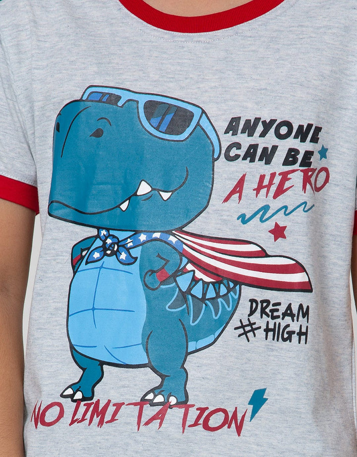 Little M Short Sleeve T-Shirt Dino Anyone Can Be A Hero