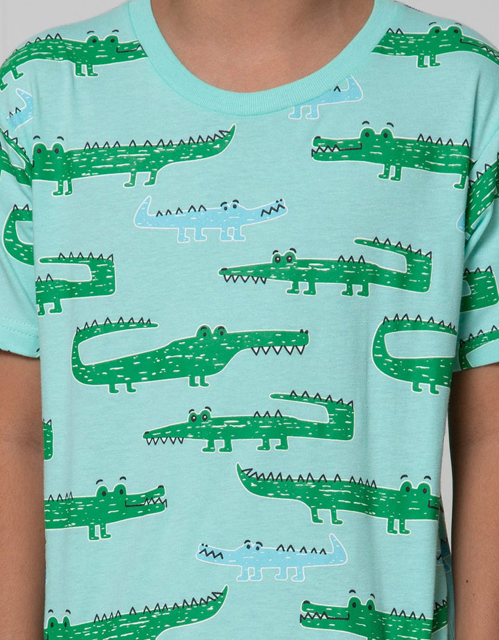 Little M Short Sleeve T-Shirt Fullprint Croco Kantong