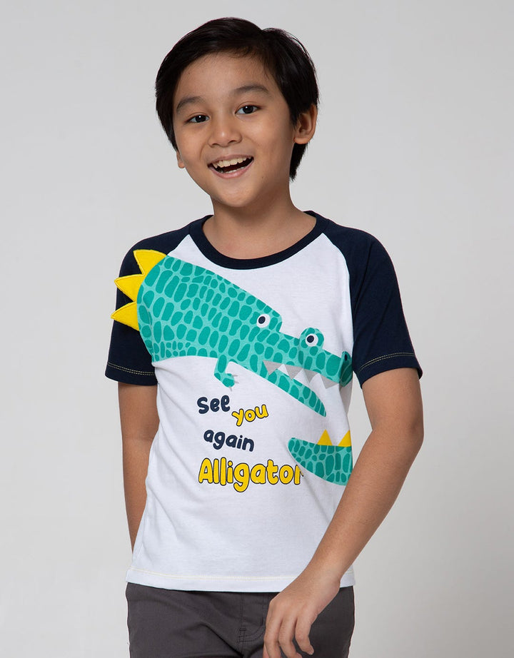 Little M Short Sleeve T-Shirt Raglan Cucuk Croco Connect See You Again