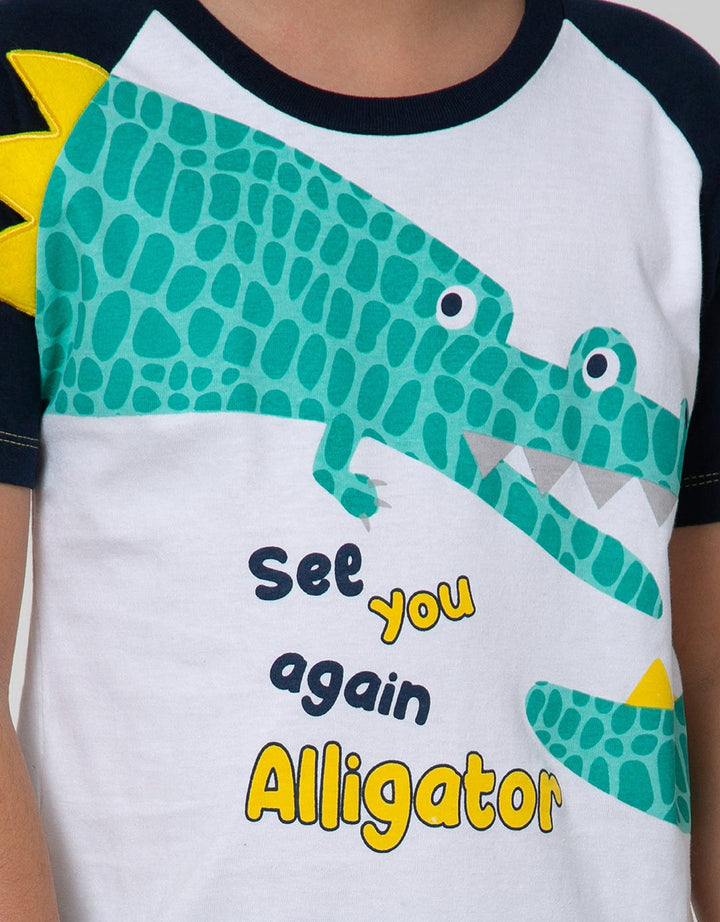 Little M Short Sleeve T-Shirt Raglan Cucuk Croco Connect See You Again
