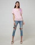 Details Short Sleeve T-Shirt Wording Non Raglan Girl Flower Shoulder