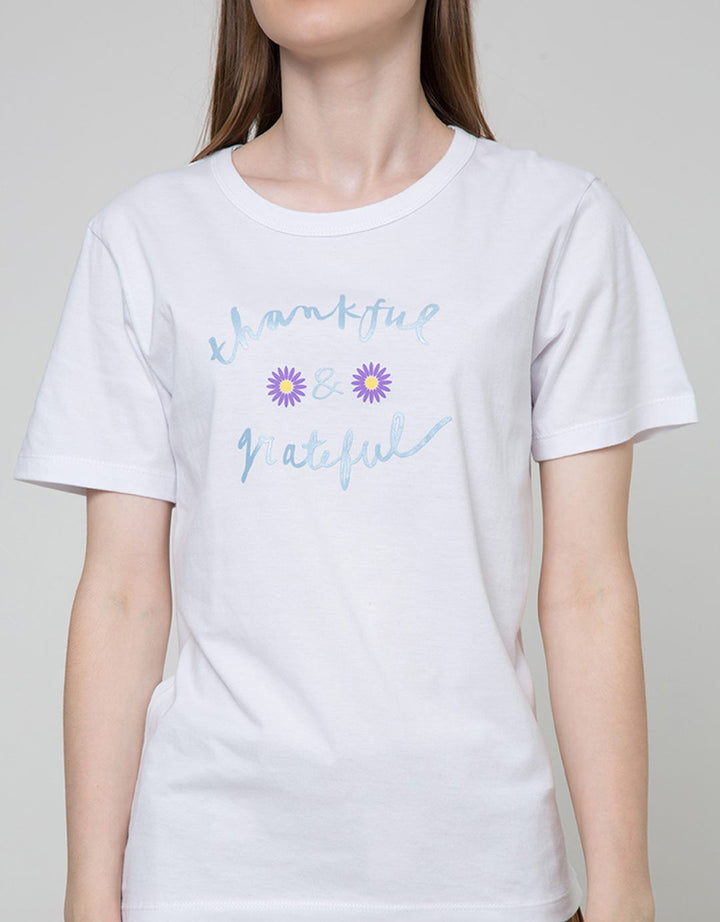 Details Short Sleeve T-Shirt Wording Grateful