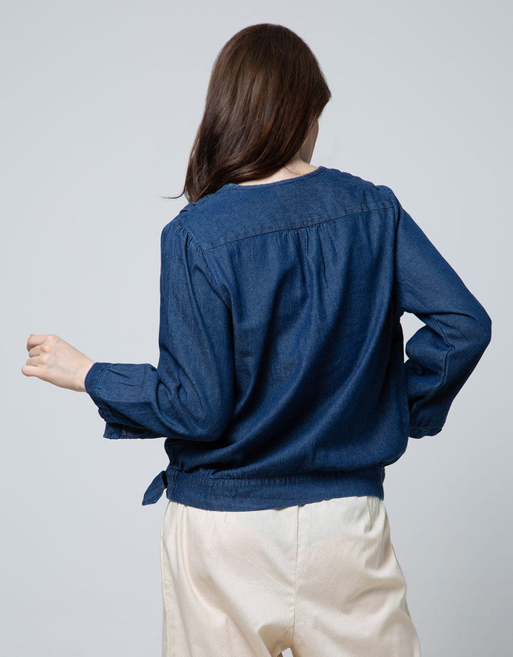Details Long Sleeve Blouse Kimono Chamb