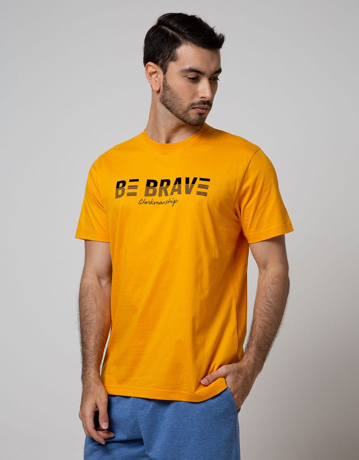 d&f T-Shirt Sj "Be Brave" Mustard