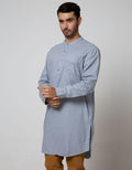 d&f Kemeja Koko Pakistan Long Sleeve Dobby Slub Blue