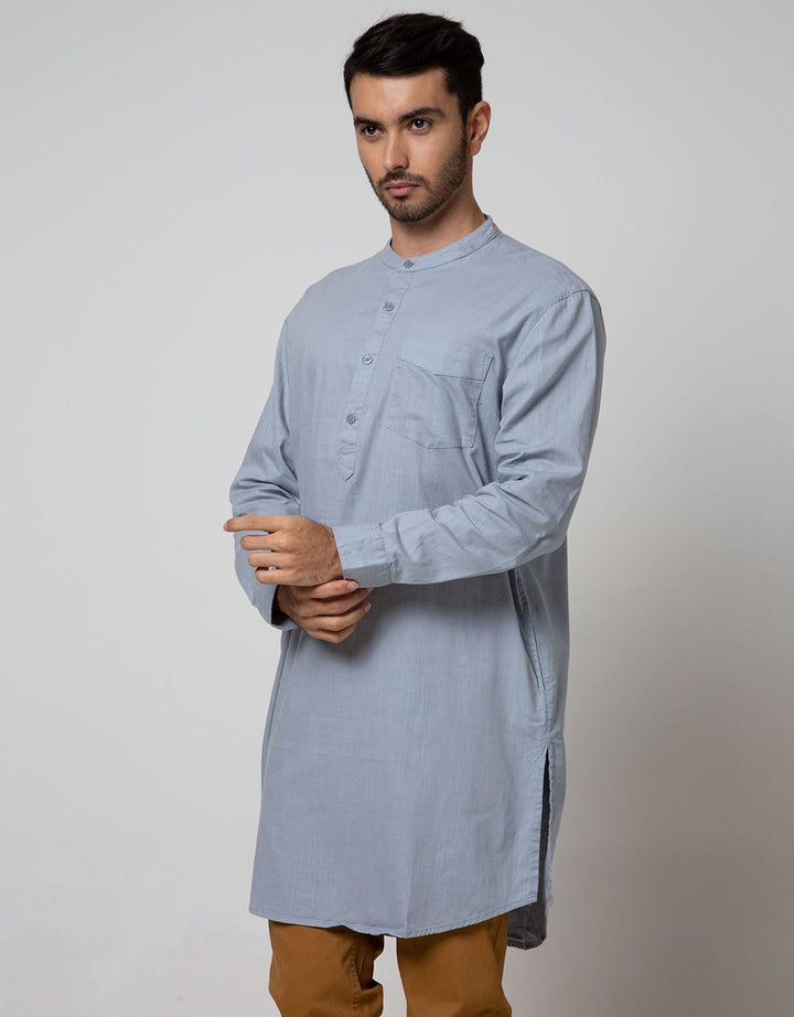 d&f Kemeja Koko Pakistan Long Sleeve Dobby Slub Blue