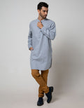 d&f Kemeja Koko Pakistan Long Sleeve Dobby Slub Blue