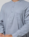 d&f Kemeja Koko Pakistan Long Sleeve Dobby Slub Blue
