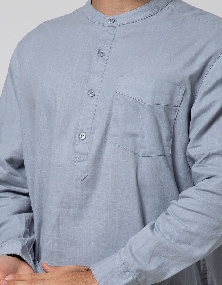 d&f Kemeja Koko Pakistan Long Sleeve Dobby Slub Blue