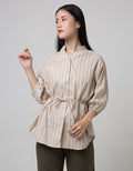 Point One Girl Devany Stripe Brown Blouse