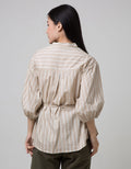Point One Girl Devany Stripe Brown Blouse