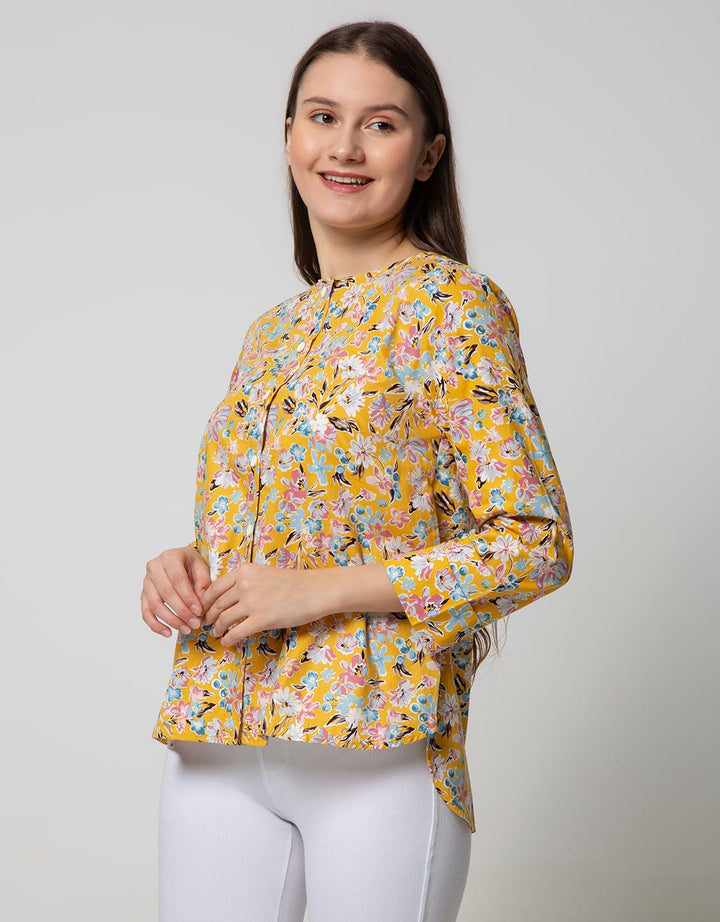 Point One Girl Josefina Floral Yellow Blouse