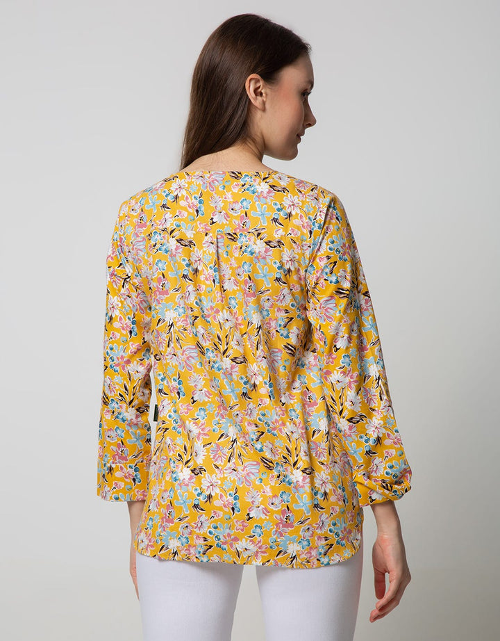 Point One Girl Josefina Floral Yellow Blouse