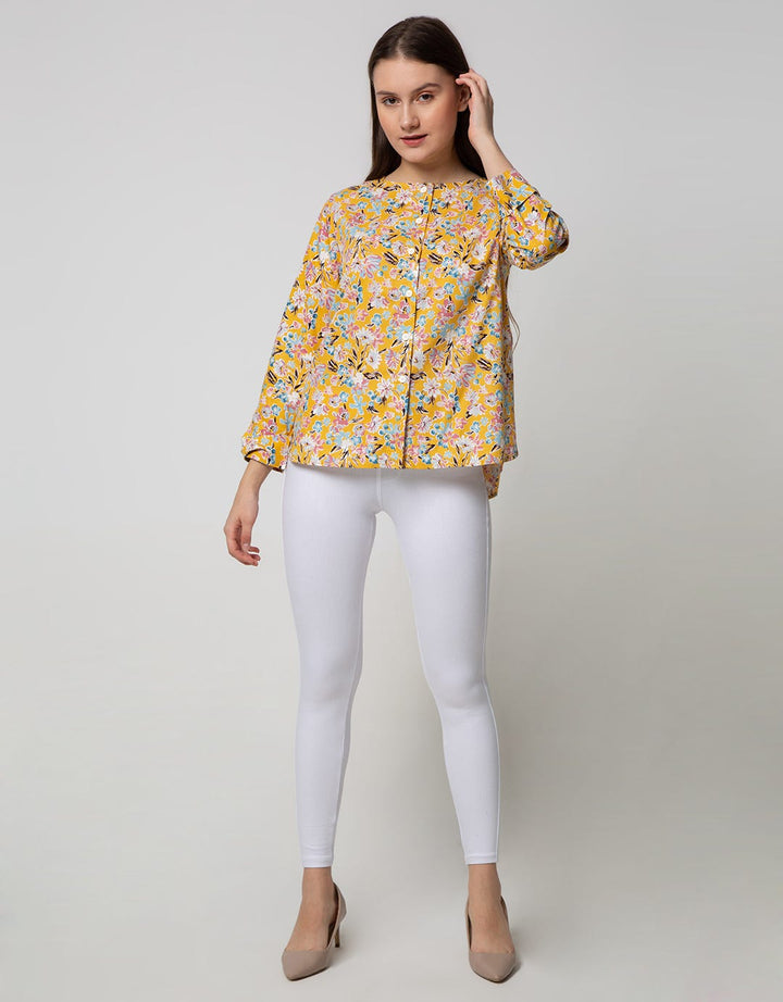 Point One Girl Josefina Floral Yellow Blouse