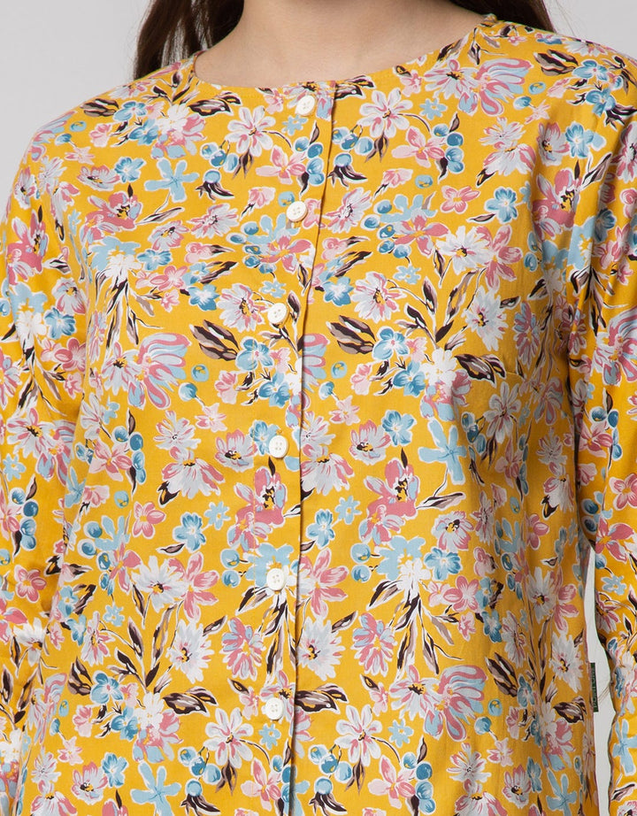 Point One Girl Josefina Floral Yellow Blouse
