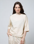 Details Ls Blouse 7per8 Dobby With Tie Knot At Waist