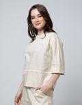 Details Ls Blouse 7per8 Dobby With Tie Knot At Waist