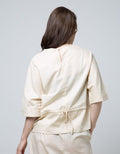 Details Ls Blouse 7per8 Dobby With Tie Knot At Waist