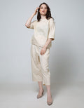 Details Ls Blouse 7per8 Dobby With Tie Knot At Waist