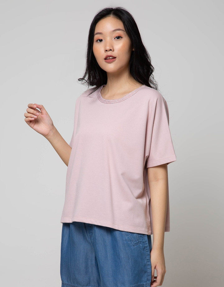Details Short Sleeve T-Shirt Tee Terry with Braid Silver