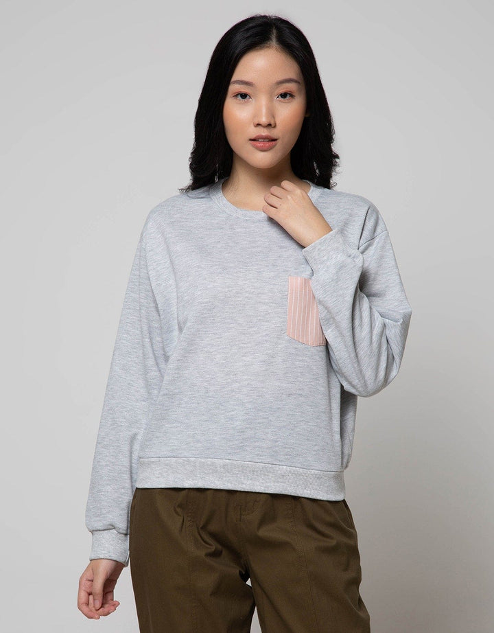 Details Pink Top Knit Sweatshirt Komb