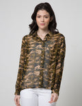 Logo Jeans Army Print Blus Wanita