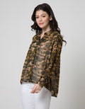 Logo Jeans Army Print Blus Wanita