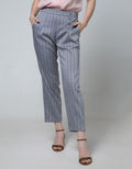 Details Buttom Stripe Long Pants