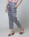 Details Buttom Stripe Long Pants