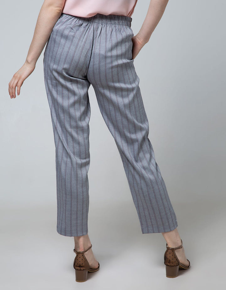Details Buttom Stripe Long Pants