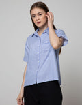 Nevada Short Sleeve Shirt Woven Stripe Blue