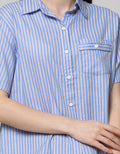 Nevada Short Sleeve Shirt Woven Stripe Blue