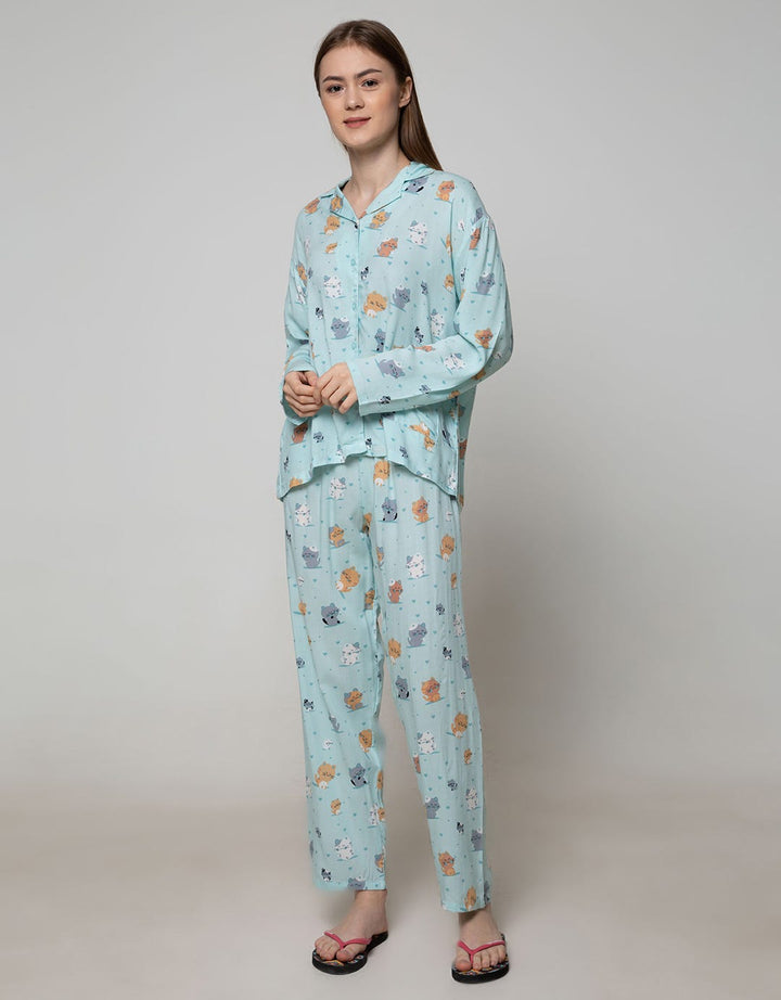 Nevada Long Sleeve Pyjama Pants Chubby Meow