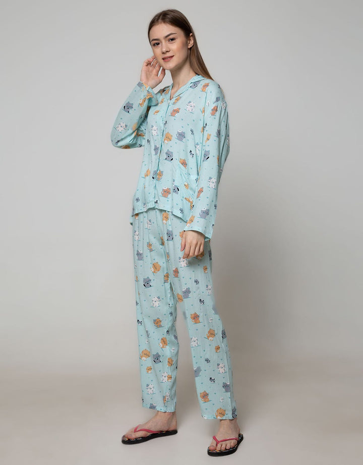 Nevada Long Sleeve Pyjama Pants Chubby Meow