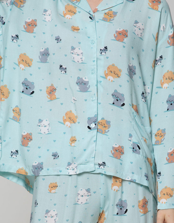 Nevada Long Sleeve Pyjama Pants Chubby Meow