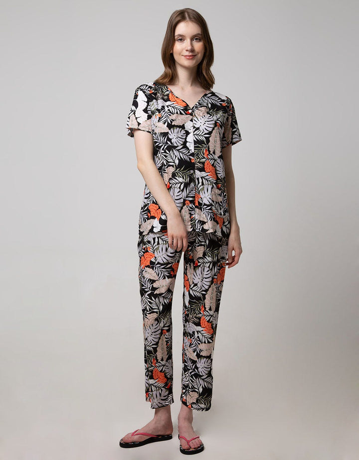 St. Yves Short Sleeve Pajama Pants Leaf Flok