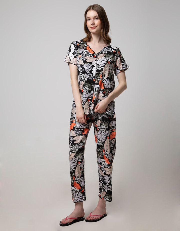 St. Yves Short Sleeve Pajama Pants Leaf Flok