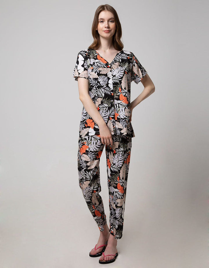 St. Yves Short Sleeve Pajama Pants Leaf Flok