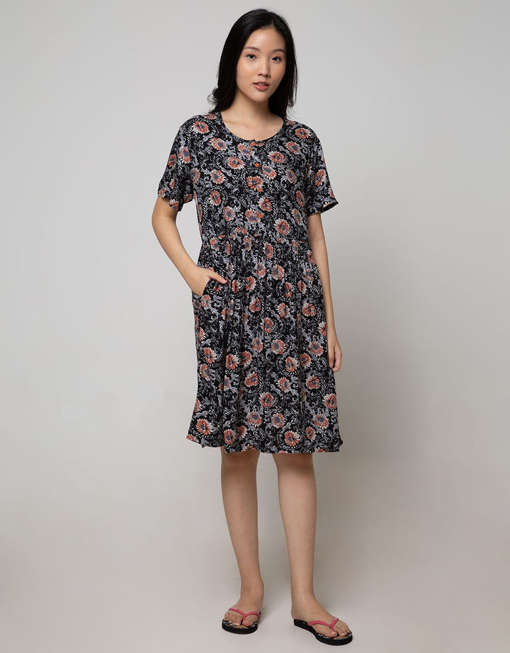 St. Yves Short Sleeve Midi Dress Royal Dahlia