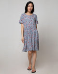 St. Yves Short Sleeve Midi Dress Royal Dahlia