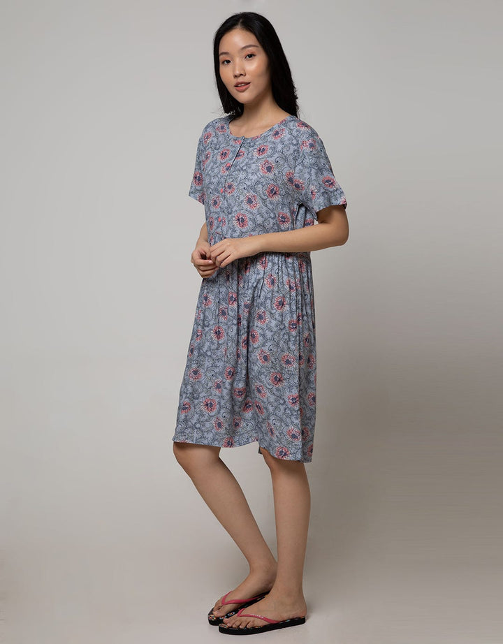 St. Yves Short Sleeve Midi Dress Royal Dahlia
