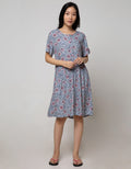 St. Yves Short Sleeve Midi Dress Royal Dahlia