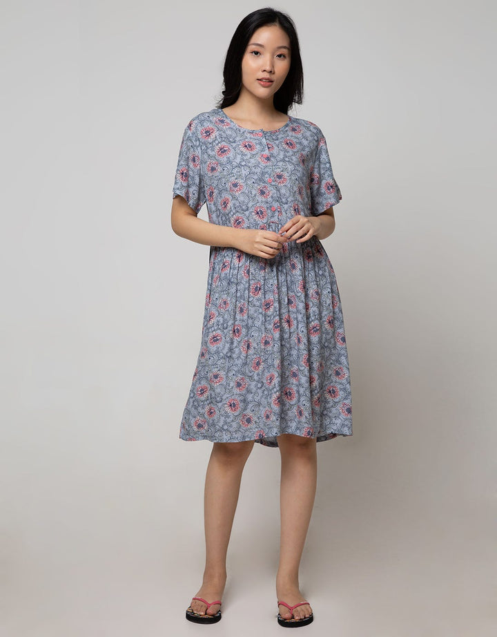 St. Yves Short Sleeve Midi Dress Royal Dahlia
