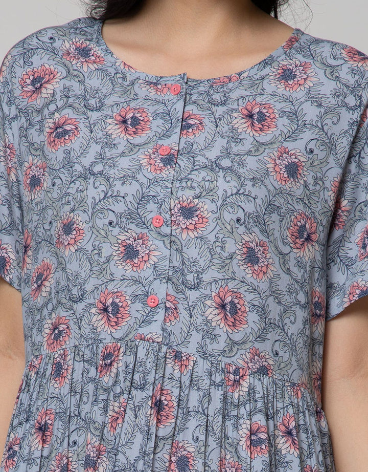 St. Yves Short Sleeve Midi Dress Royal Dahlia