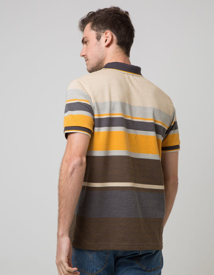 Walrus Kaos Polo Pria Motif Garis Besar Kontras