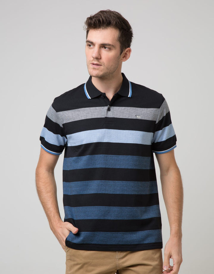 Walrus Kaos Polo Pria Motif Garis Besar