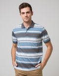 Walrus Kaos Polo Pria Motif Garis Kombinasi